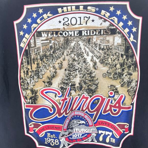 Sturgis 77th Annual Black Hills Rally T Shirt Mens Large Black Eagle - Picture 4 of 5